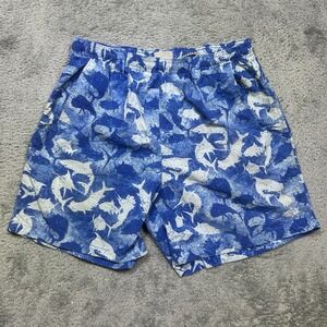 Columbia PFG Super Backcast Shorts Trunks Men's M Blue Fish Print *NO MESH LINER